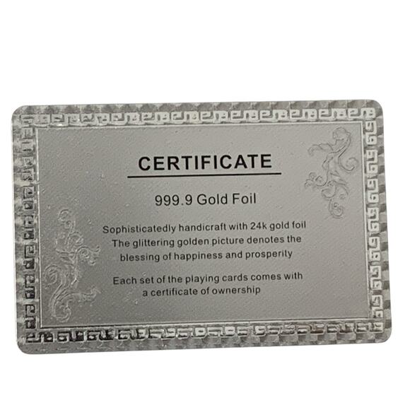 24K Gold Foil Playing Cards Silver & Gold Certificate of Authenticity included - Picture 2 of 5